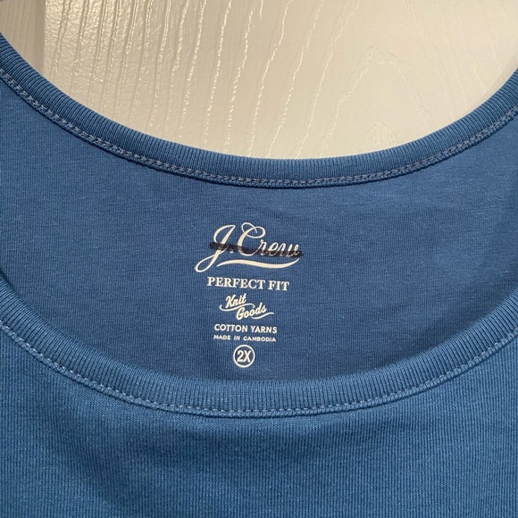 NWOT J. Crew Perfect Fit Size 2X Blue Scoop Neck Cotton Tank Top Stretch Lined - Picture 5 of 11